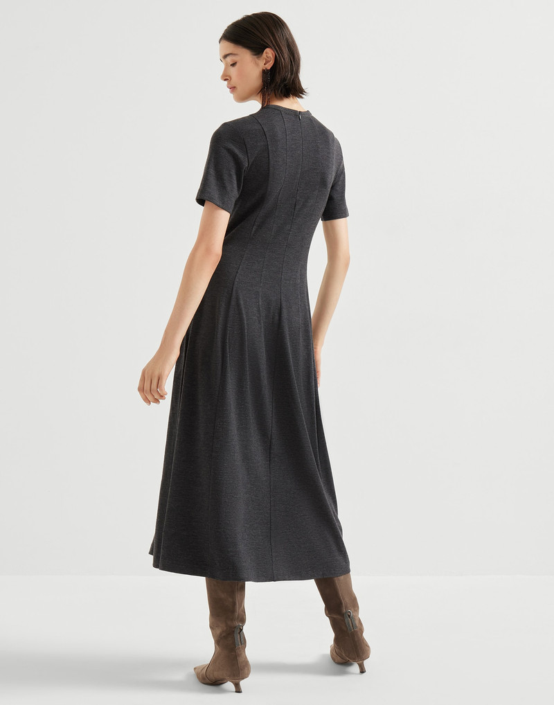 Brunello Cucinelli Stretch virgin wool jersey dress with monili outlook