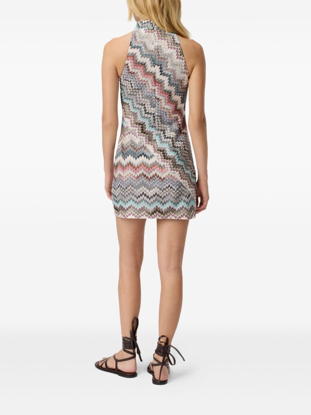 zigzag halterneck mini dress - 3