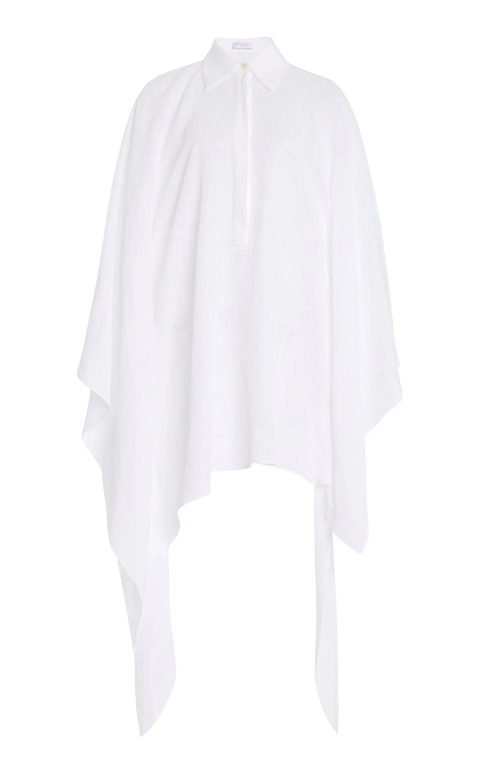 Asymmetric Linen Crepe Caftan white - 1