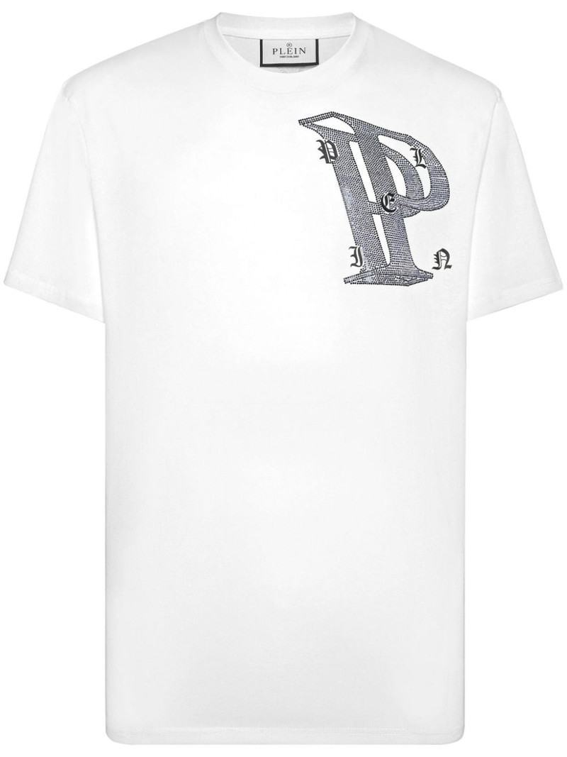 rhinestone-embellished cotton T-shirt 1