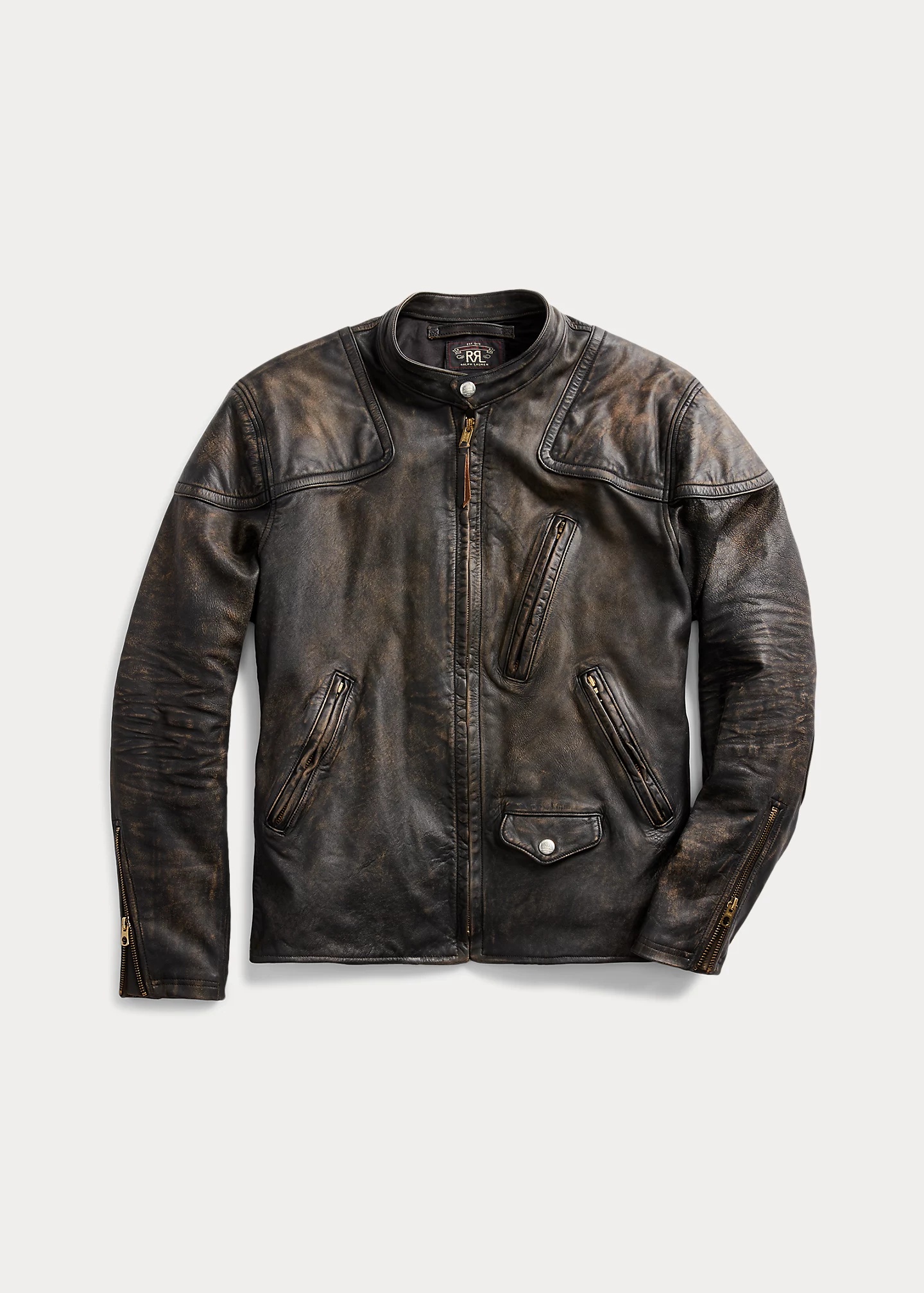 Slim Fit Leather Moto Jacket - 1