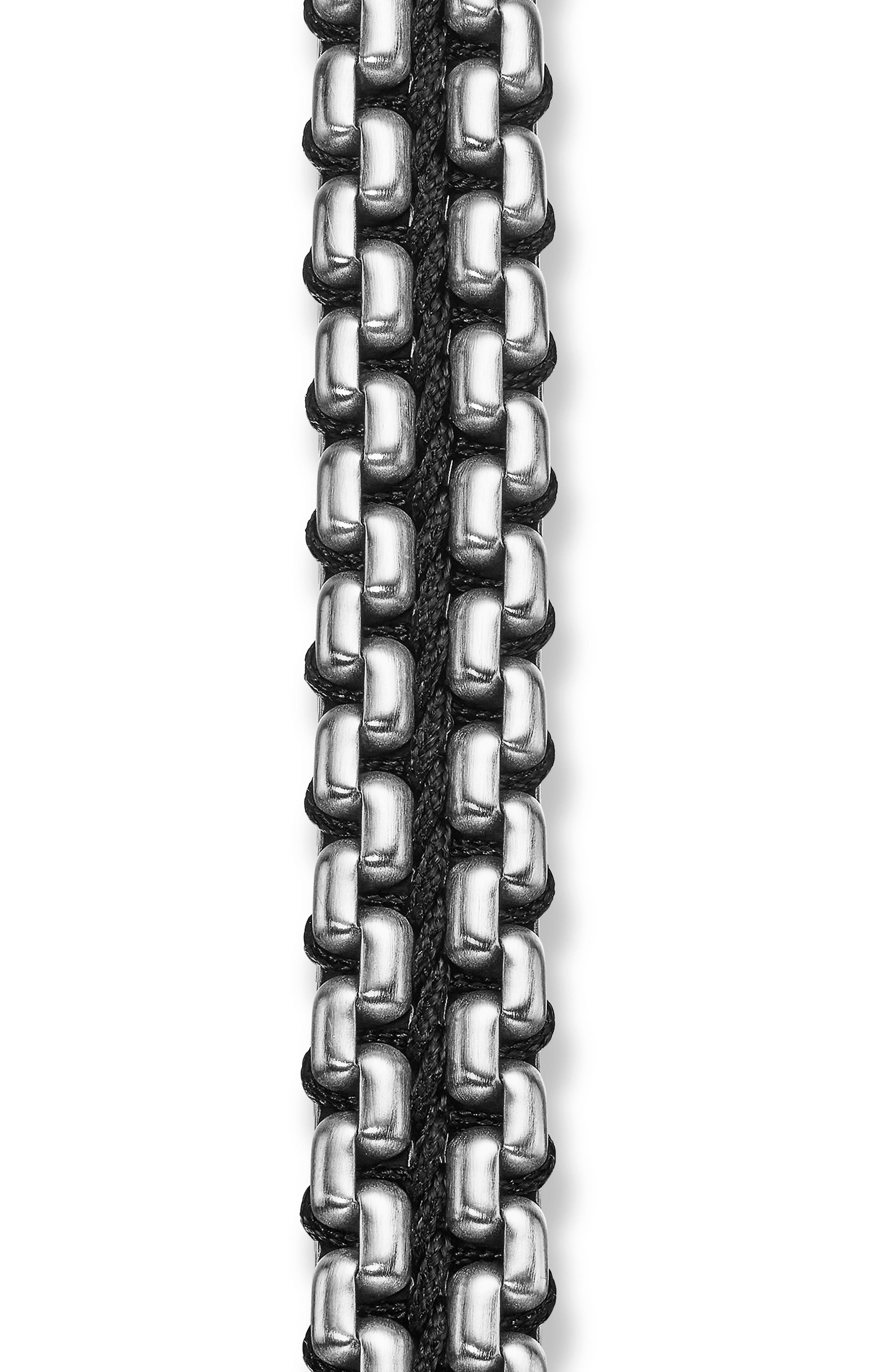 David Yurman Men's Woven Sterling Silver Box Chain Bracelet, 12mm in Silver/Black at Nordstrom - 5