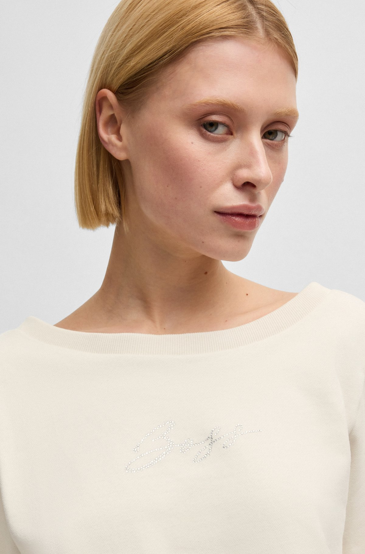 COTTON-TERRY SWEATSHIRT WITH CRYSTAL-TRIMMED LOGO - 5