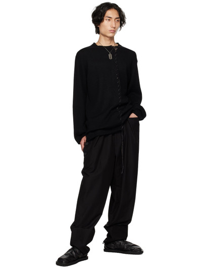 Yohji Yamamoto Black Lace-Up Sweater outlook
