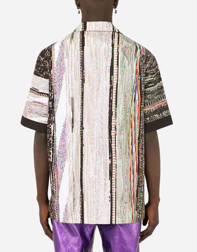 Dolce & Gabbana Cotton Hawaiian shirt with multi-color glitch print outlook