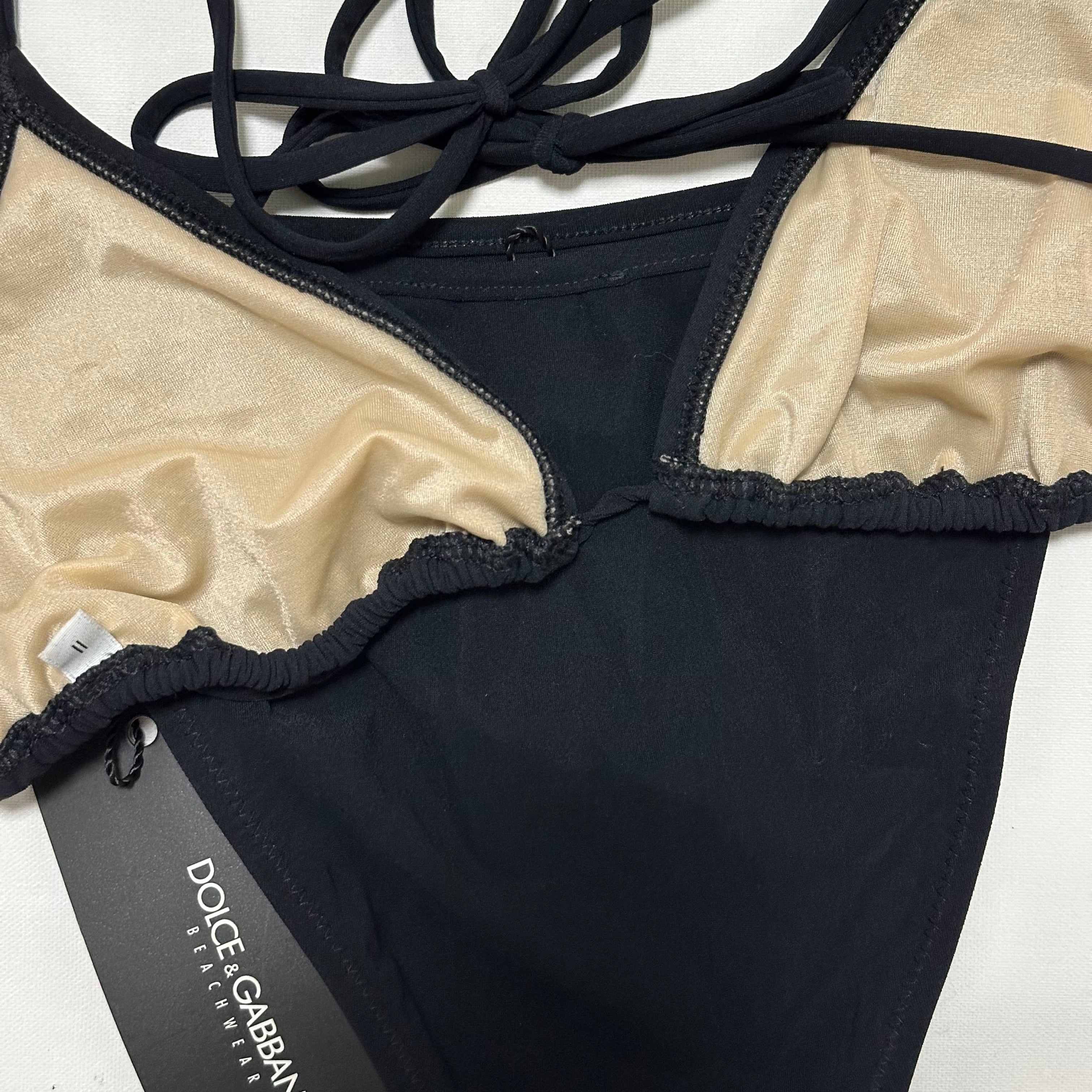 DOLCE&GABBANA Mesh DG Logo Triangle String Bikini - 4