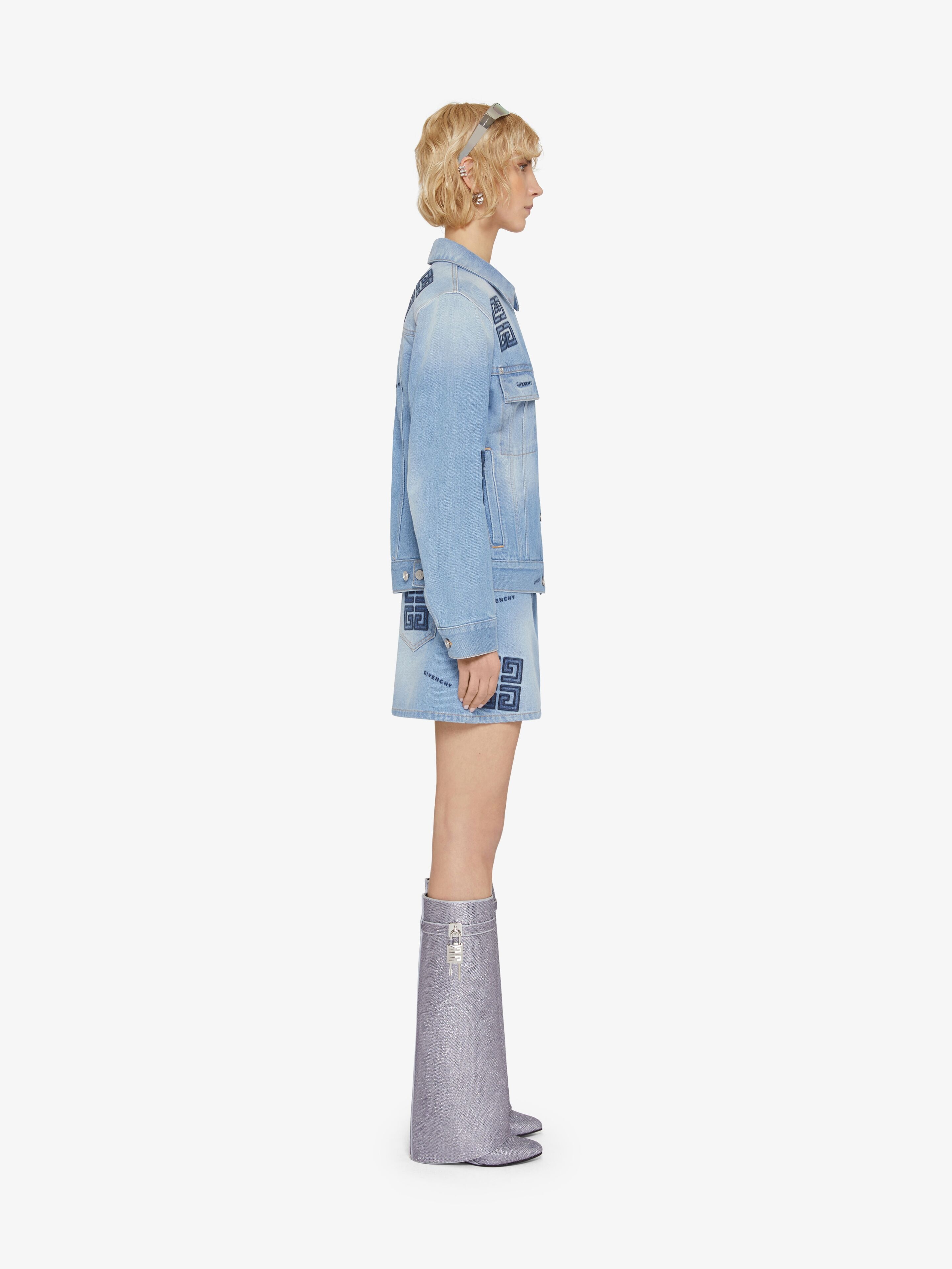 SKIRT IN 4G EMBROIDERED DENIM - 3