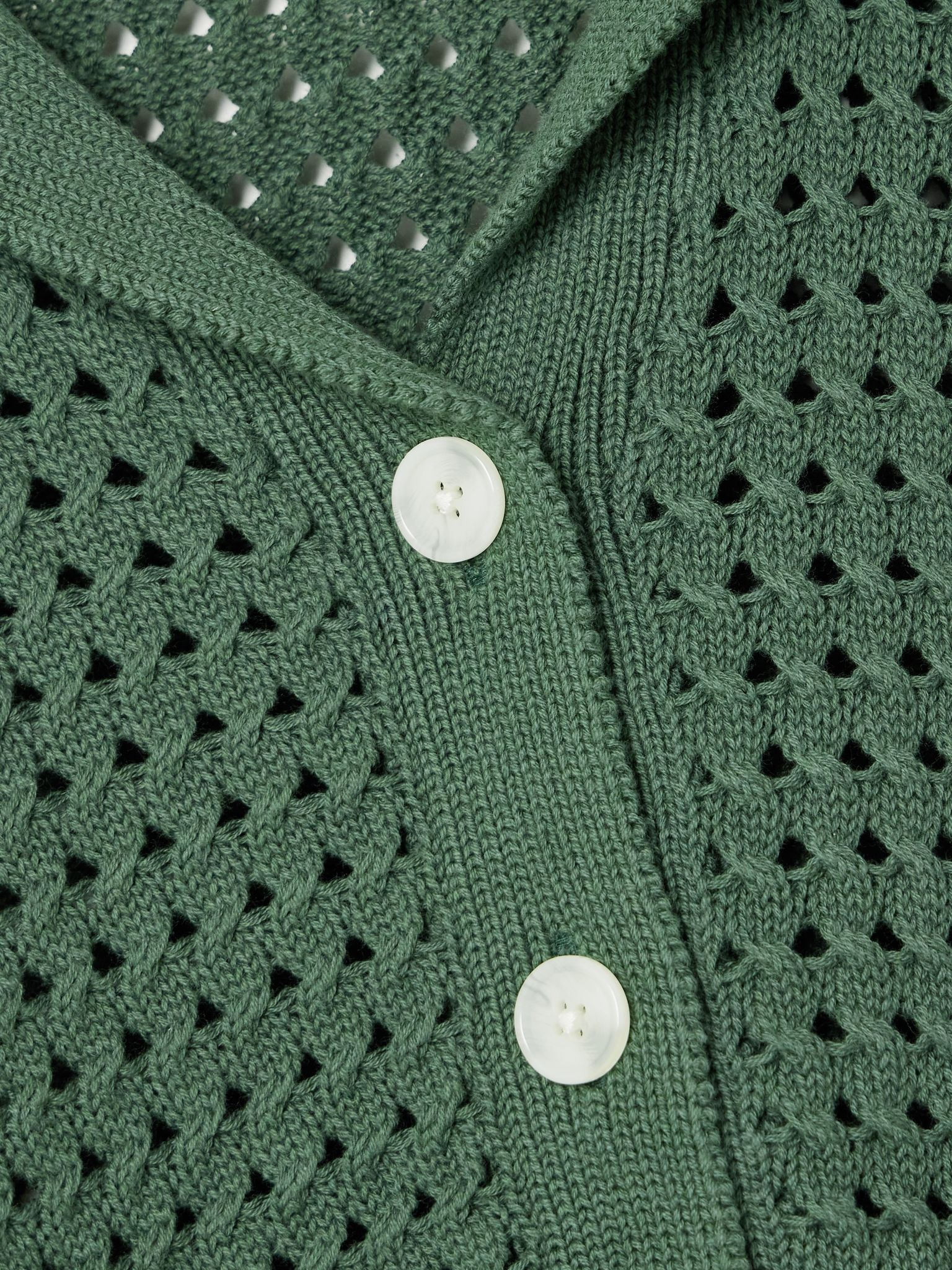 Ellie open-knit cotton shirt Green - 4