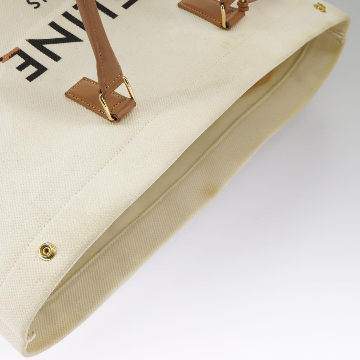 CELINE Horizontalkava Tote Bag Canvas White Gold - 6