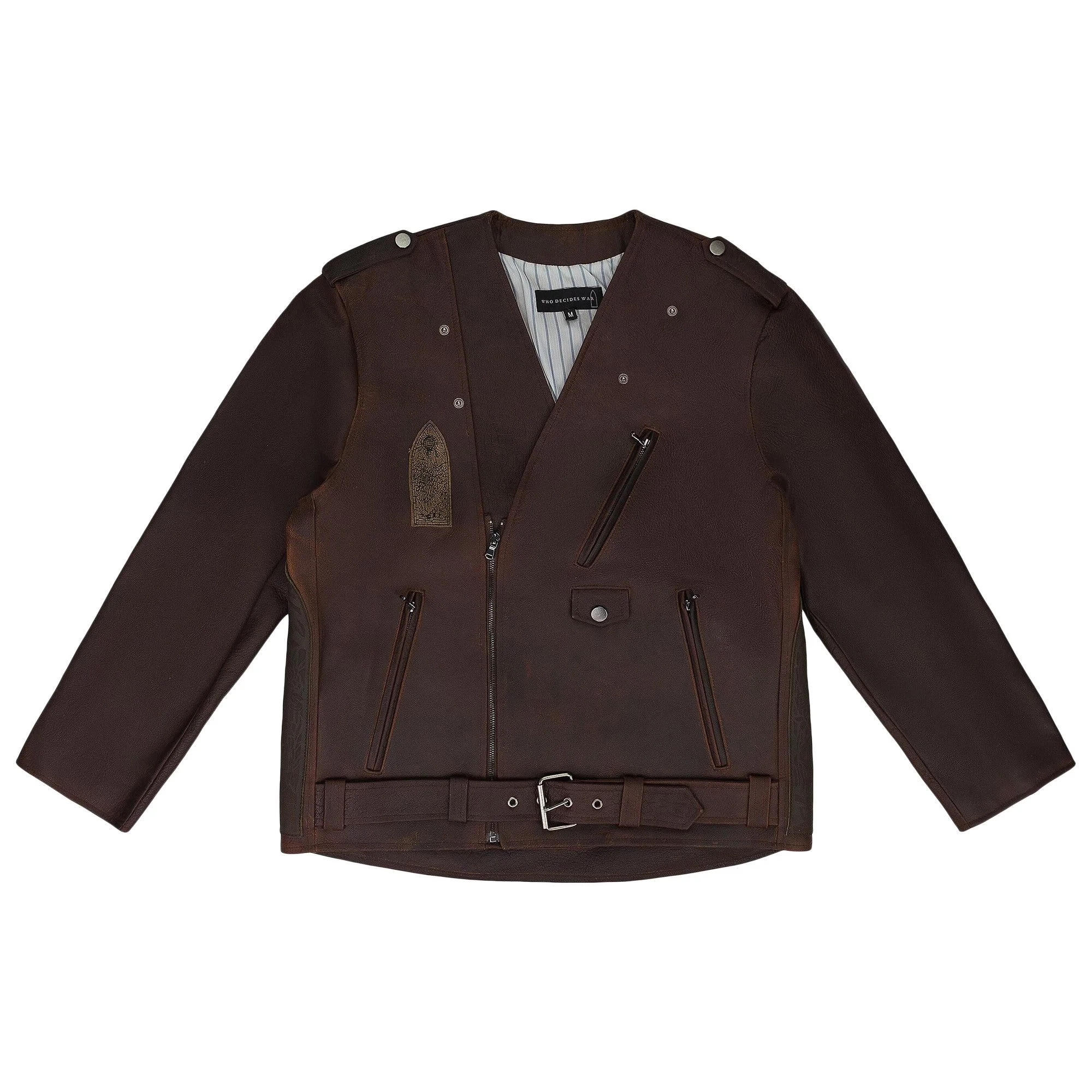 Who Decides War Perfecto Leather Jacket 'Brown' - 1