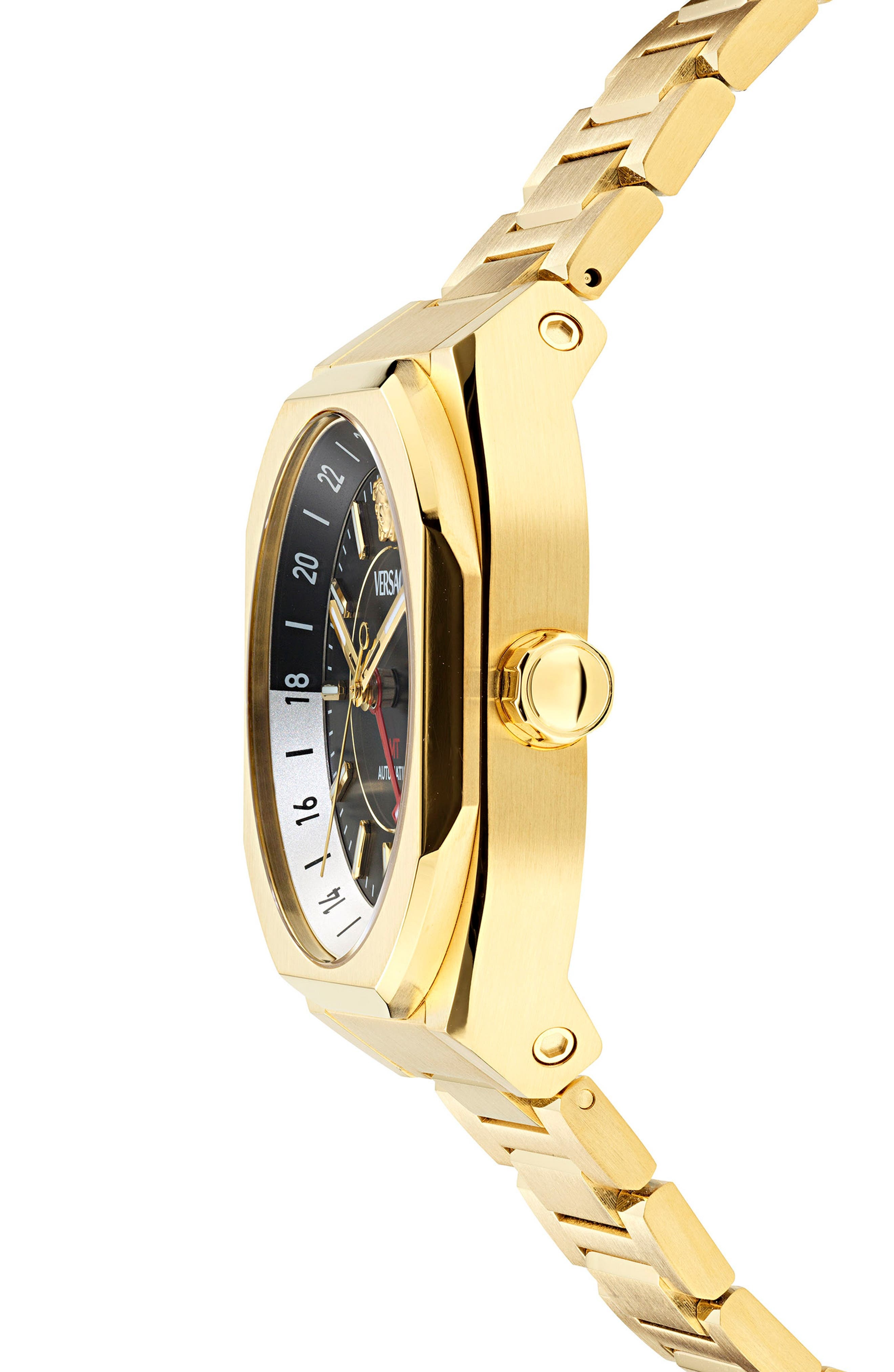 Versace V-Contempo GMT Bracelet Watch, 40mm in Ip Yellow Gold at Nordstrom - 4