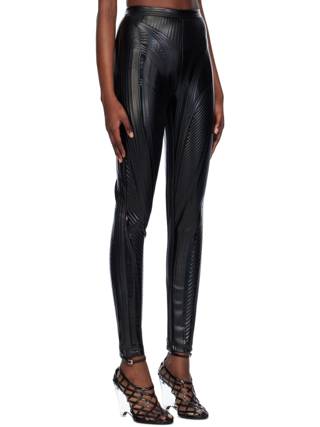 Black Embossed Leggings - 2