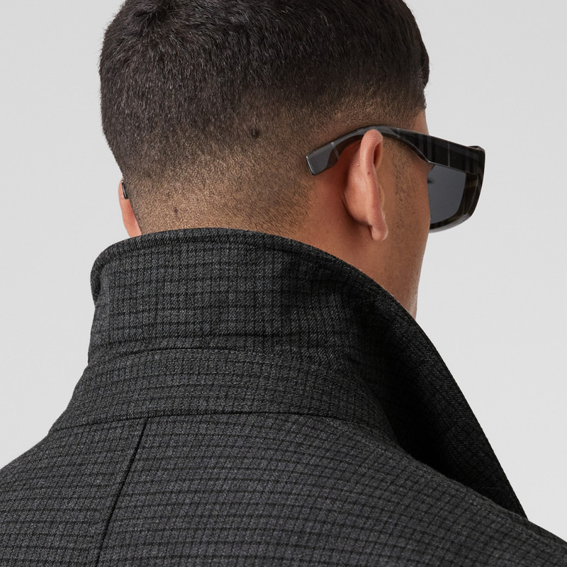 Micro Check Wool Car Coat 5