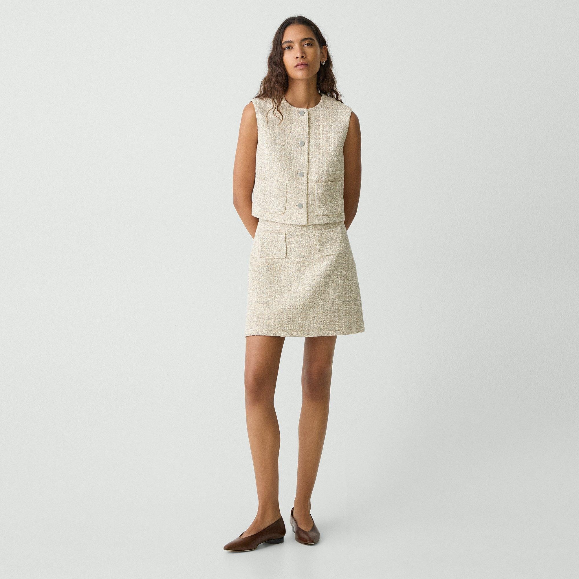 A-Line Mini Skirt in Texture Tweed - 2