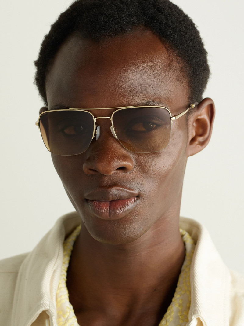 Oliver Peoples + Roger Federer R-2 Aviator-Style Gold-Tone Sunglasses Gold outlook
