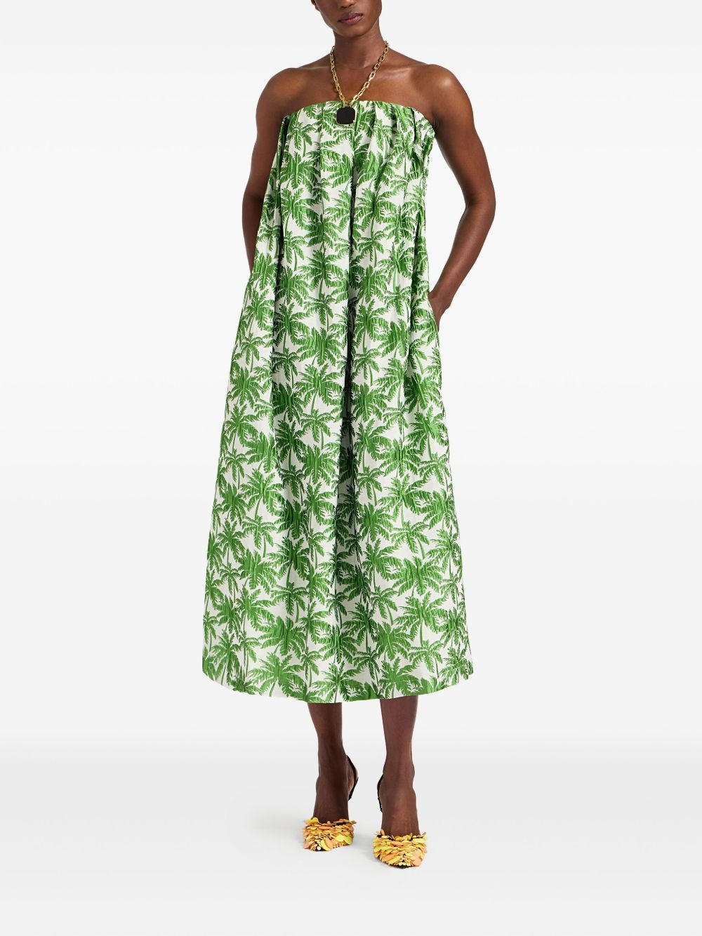 Filter palm-print strapless midi dress - 2