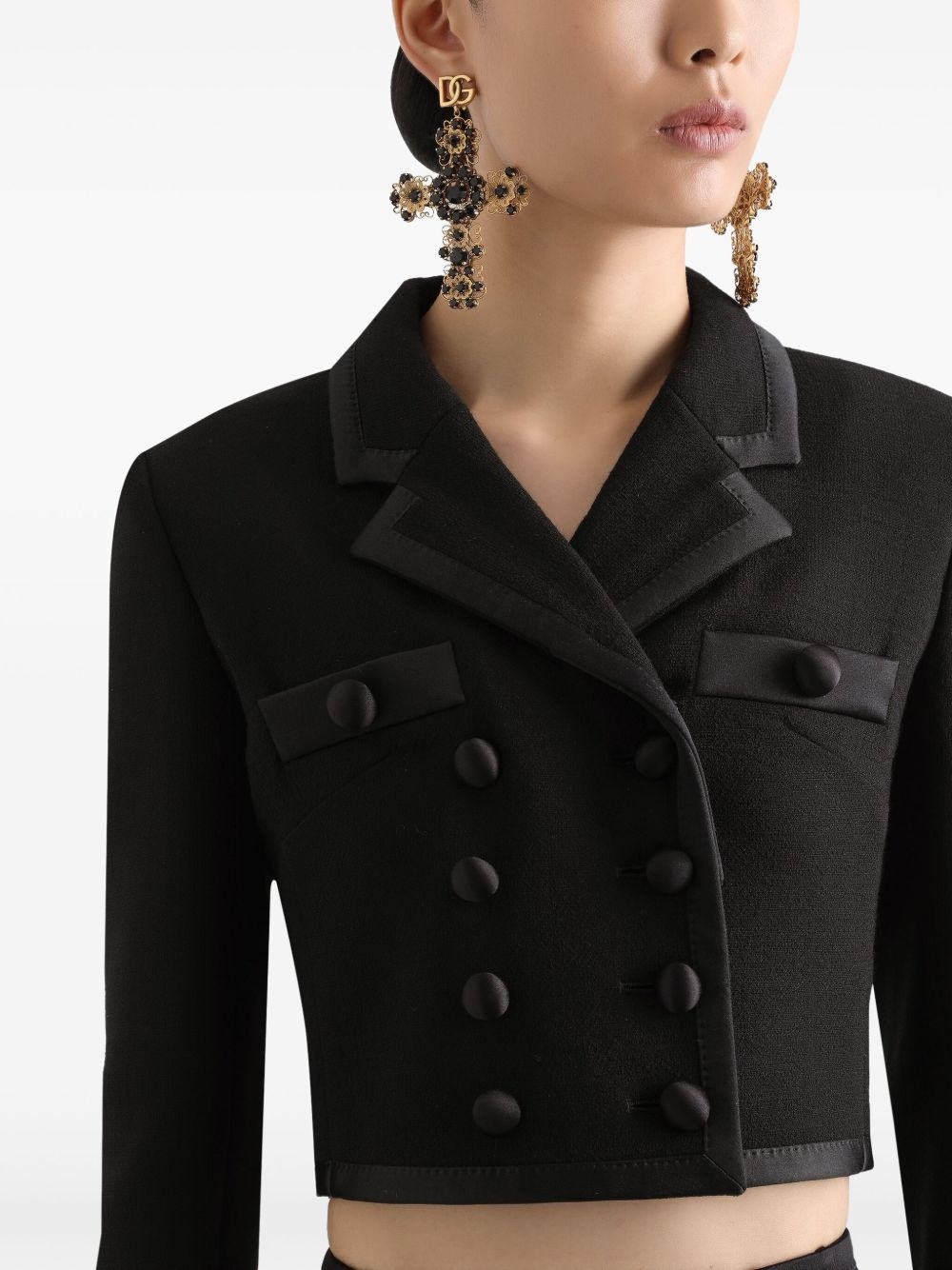double-breasted cropped jacket - 5