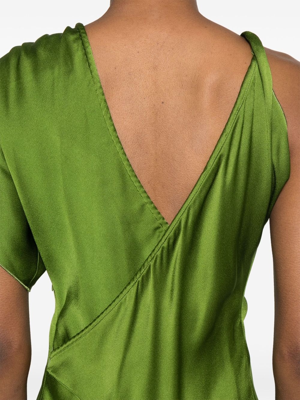 asymmetric ruched midi dress - 5