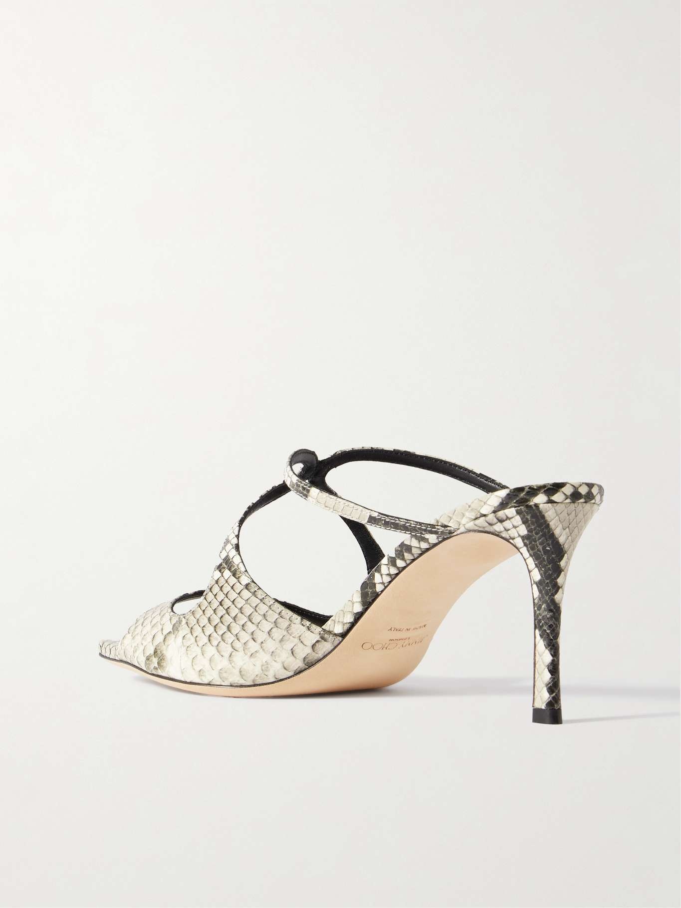 JIMMY CHOO Anise 75 cutout snake-effect glossed-leather