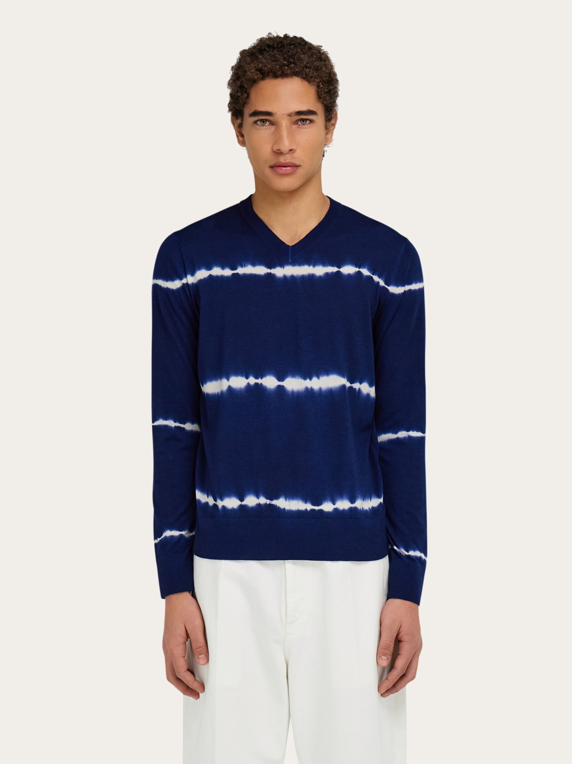 Tie dye wool V-neck pullover - 2
