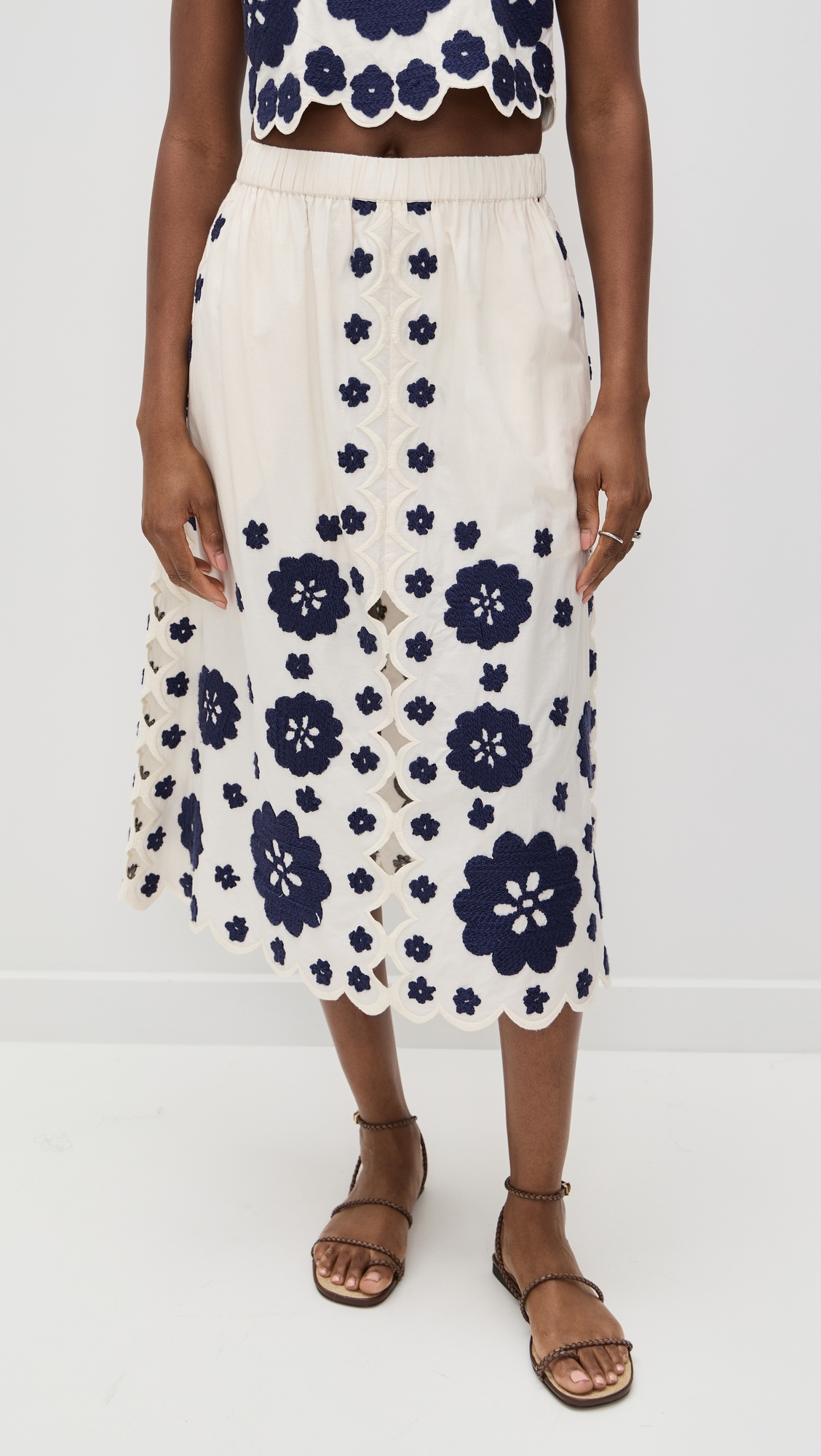Catrine Applique Midi Scallop Skirt - 6