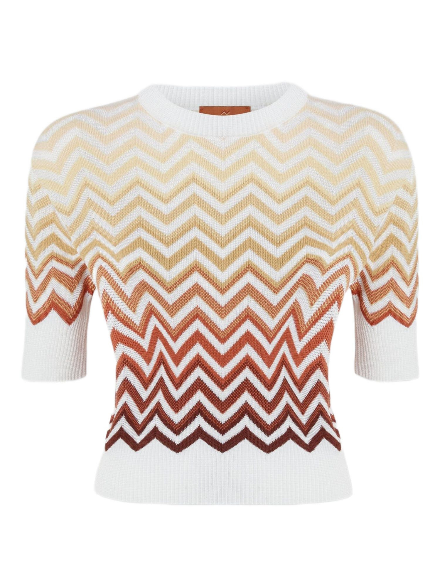 Missoni Short-sleeved Crewneck Sweater With Dégradé Chevron Motif in White Multi at Nordstrom - 2