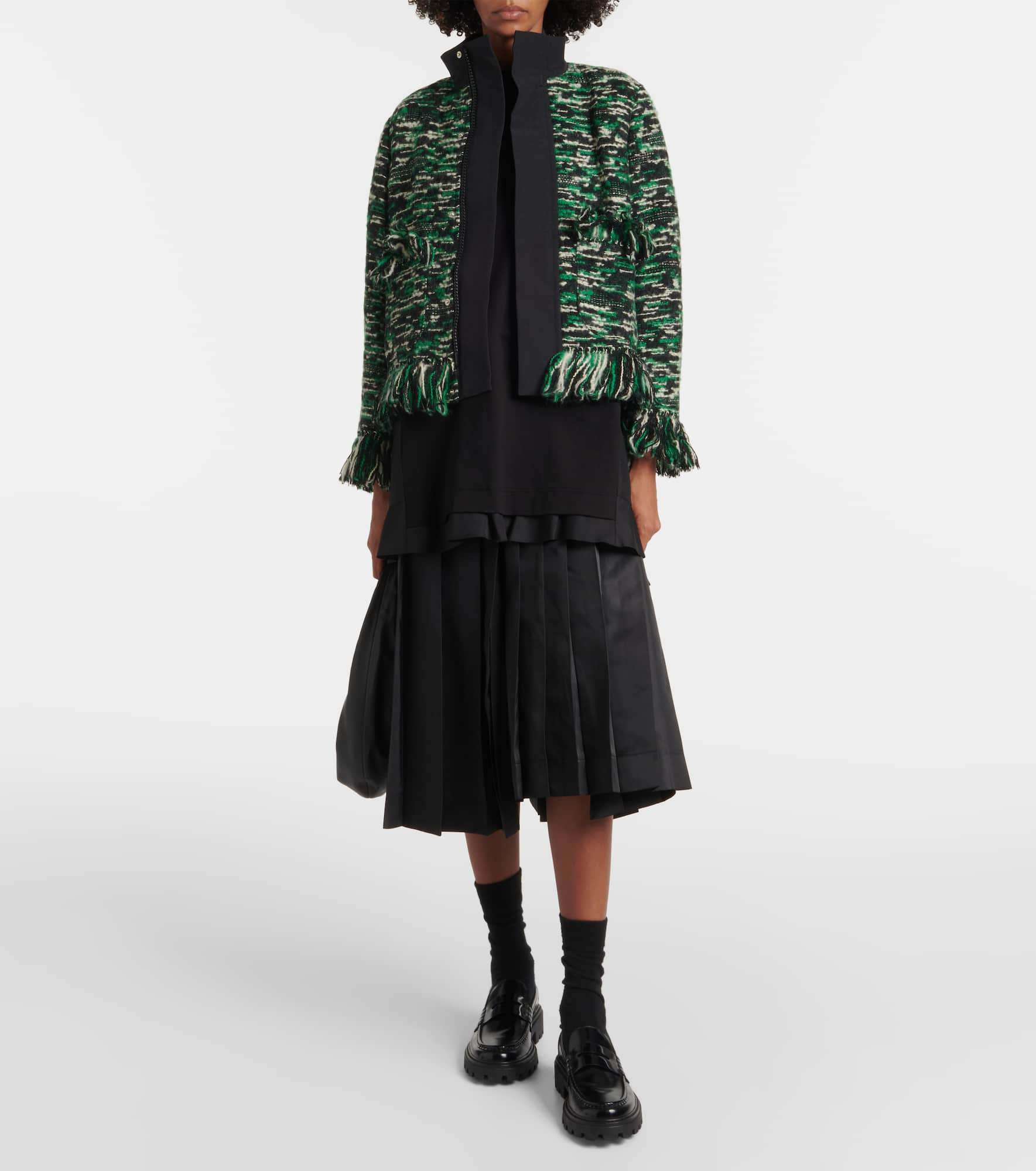 Fringed wool-blend tweed jacket - 2