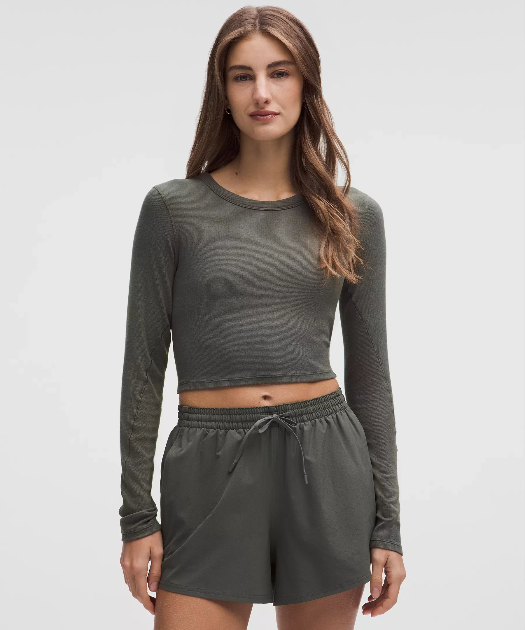 Hold Tight Straight-Hem Cropped Long-Sleeve Shirt - 1