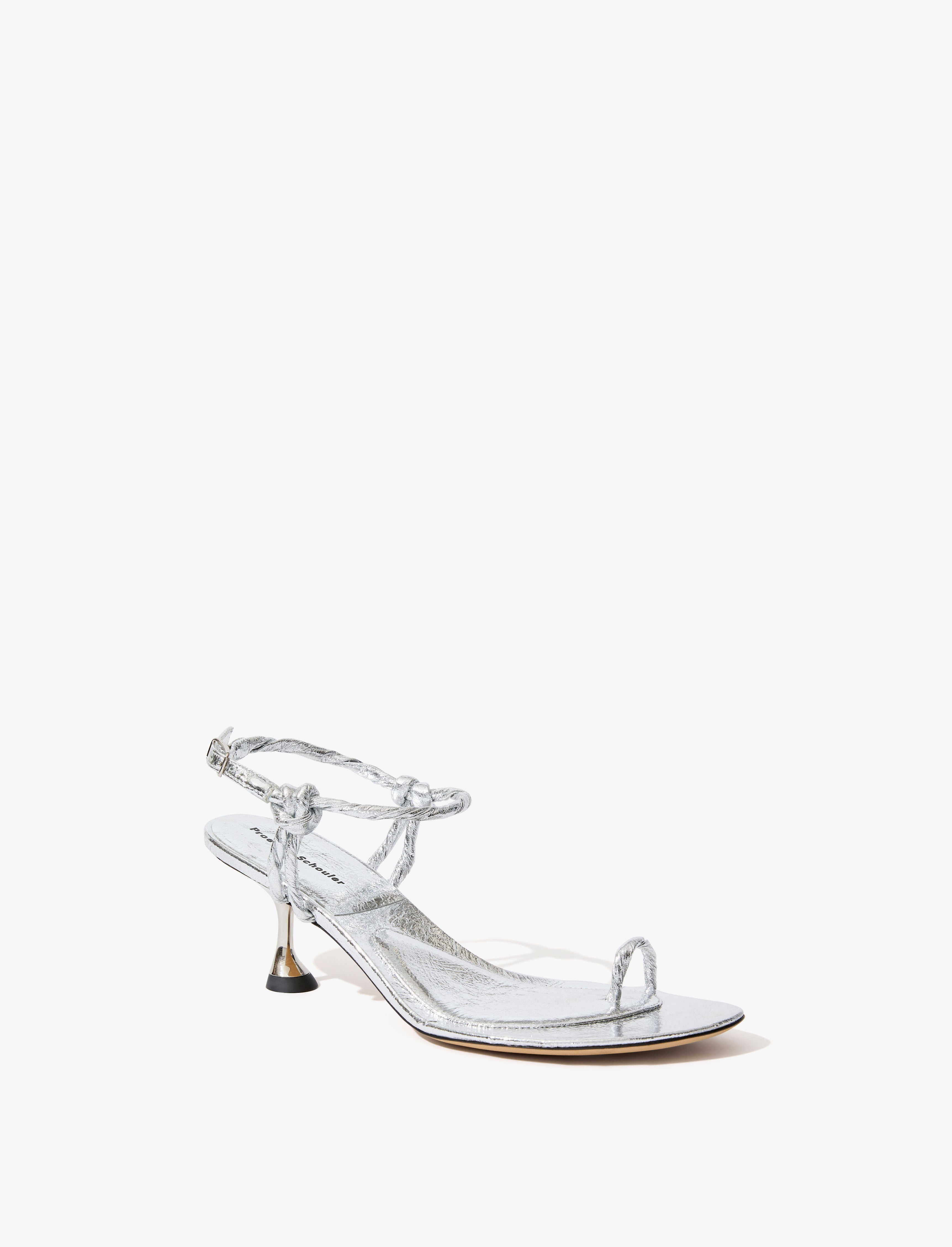 Tee Toe Ring Sandals in Crinkled Metallic - 2