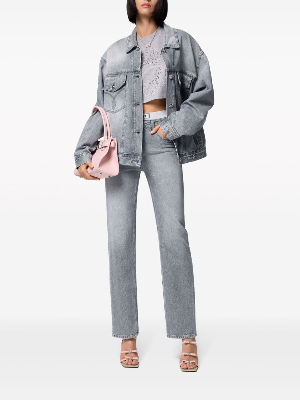 logo-appliquÃ© denim jacket - 2