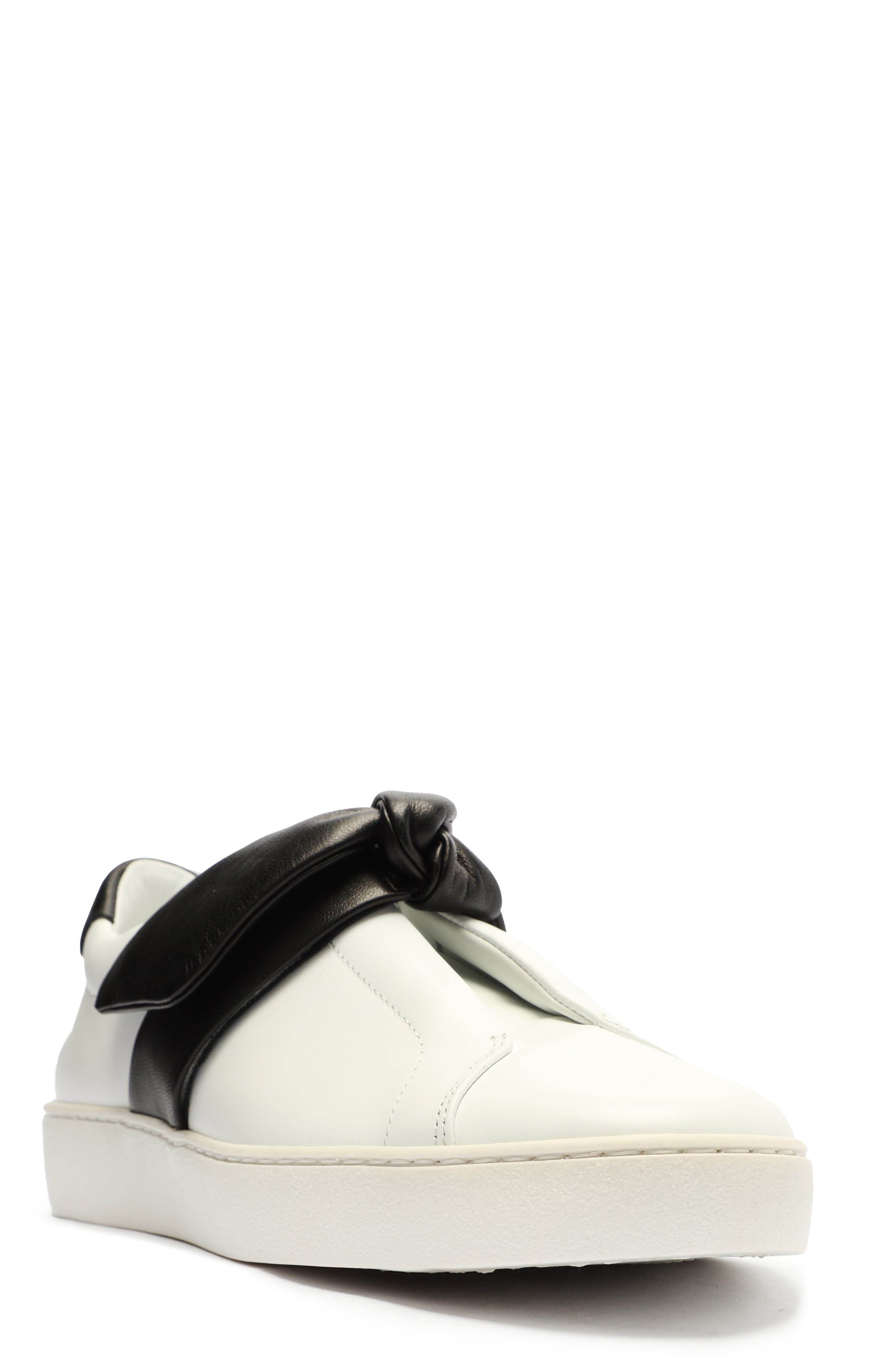Alexandre Birman Clarita Bow Slip-On Sneaker in White/Black at Nordstrom - 1