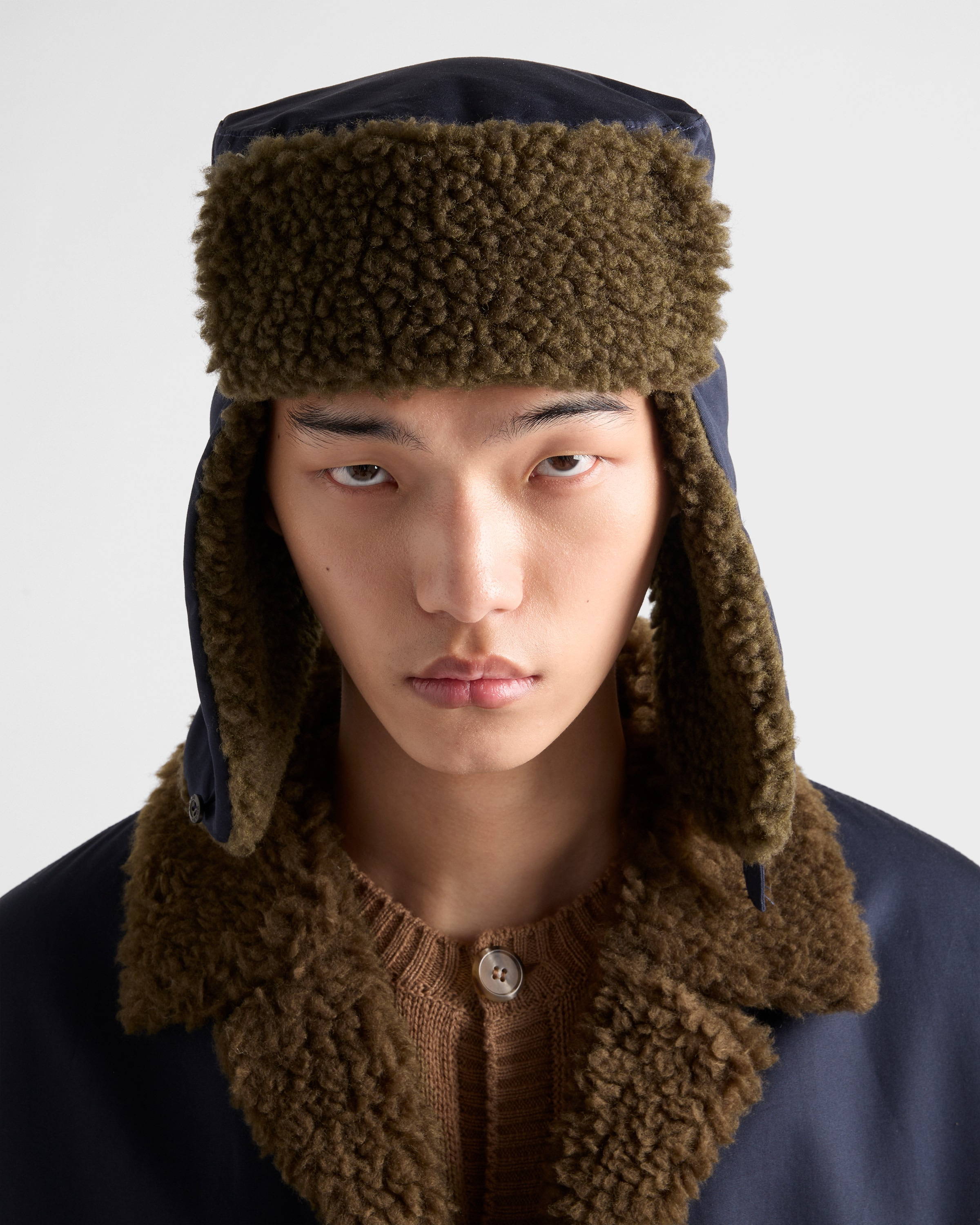 Poplin trapper hat with fleece lining - 2