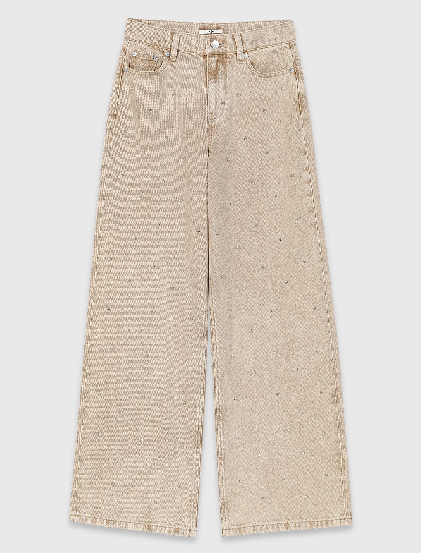 Wide-leg rhinestone jeans - 1