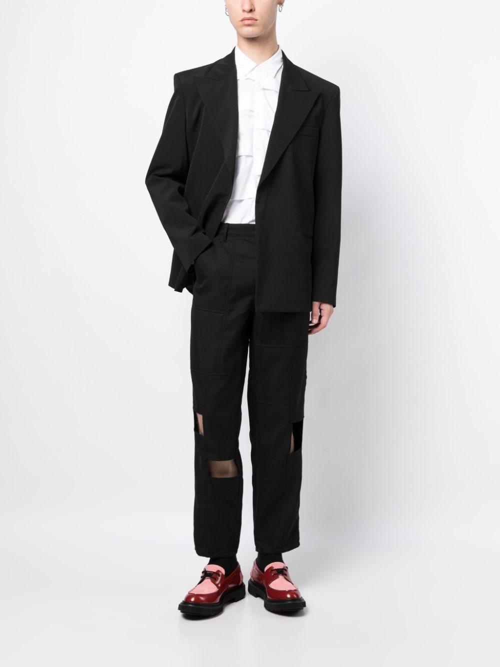panelled cut-out cropped trousers - 2