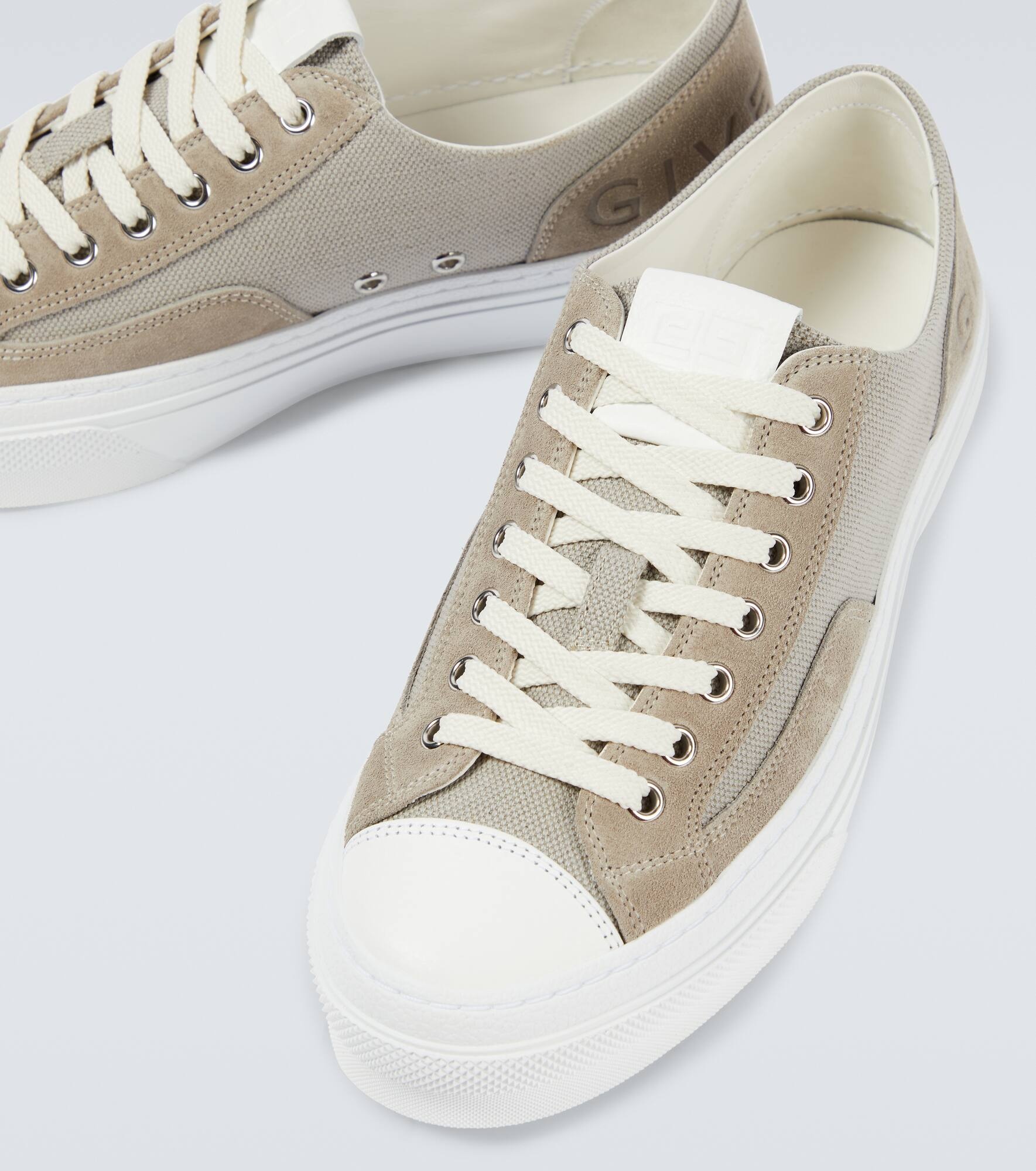 City suede-trimmed canvas sneakers - 2