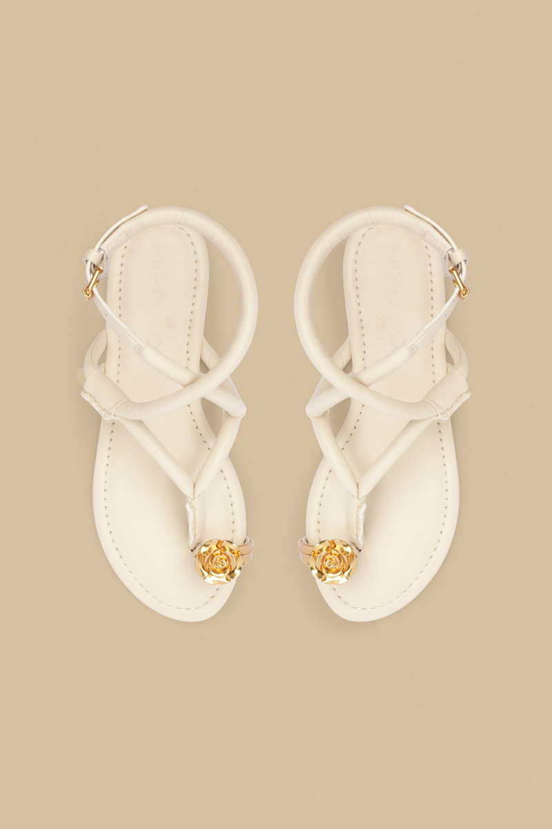 Ivory Toe Ring Strappy Sandal 3