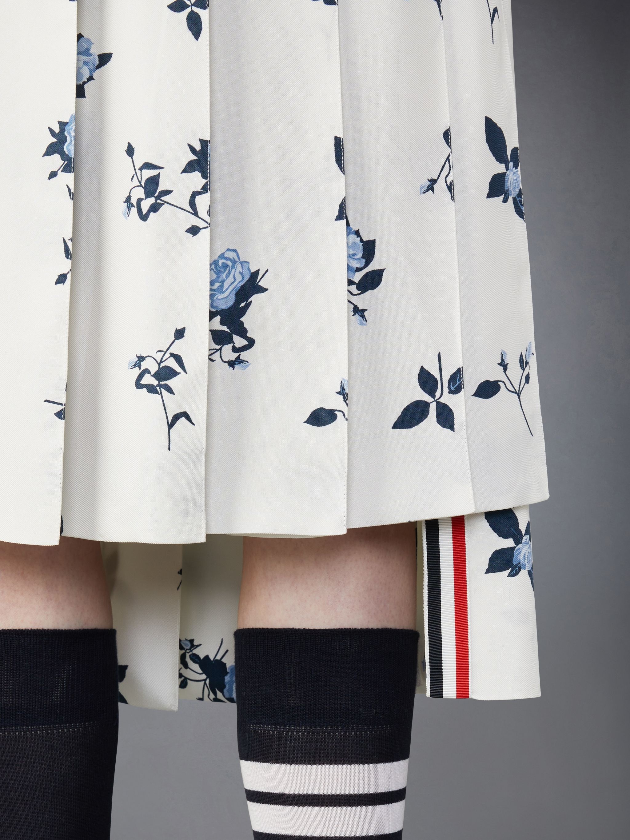 Silk Floral Classic Midi Pleated Skirt - 6