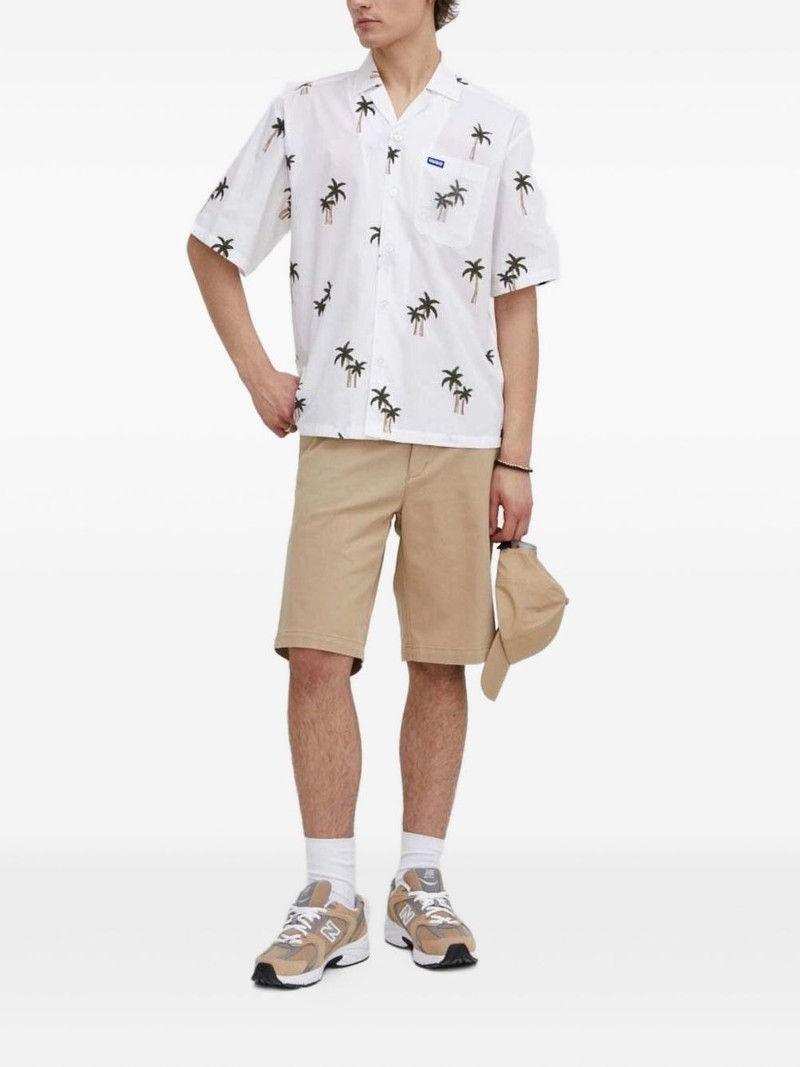 HUGO palm tree-embroidered shirt outlook