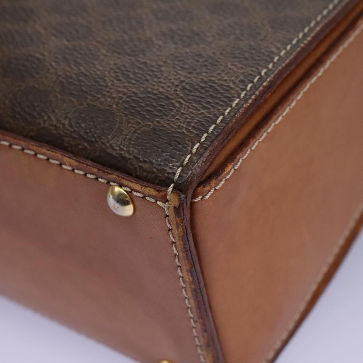 CELINE Macadam Canvas Hand Bag Pvc Leather Brown Gold - 15