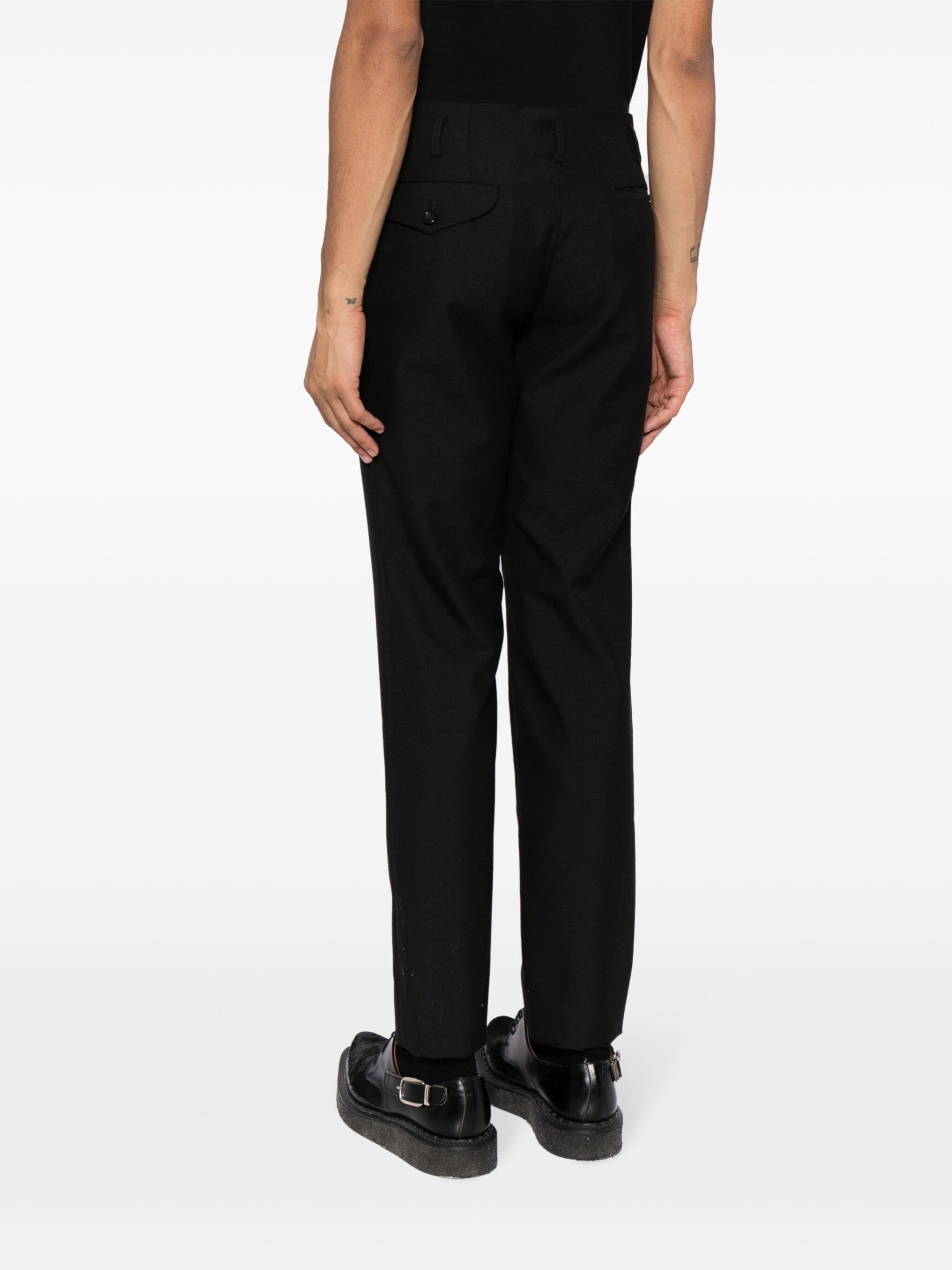 black straight-leg wool trousers - 4