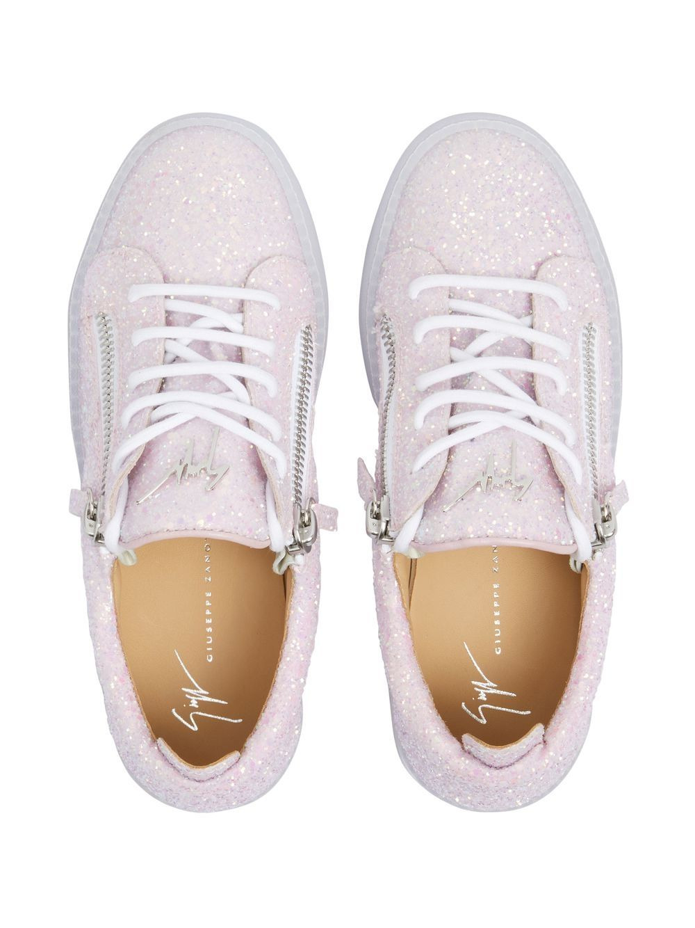 zip-detail glitter trainers - 4