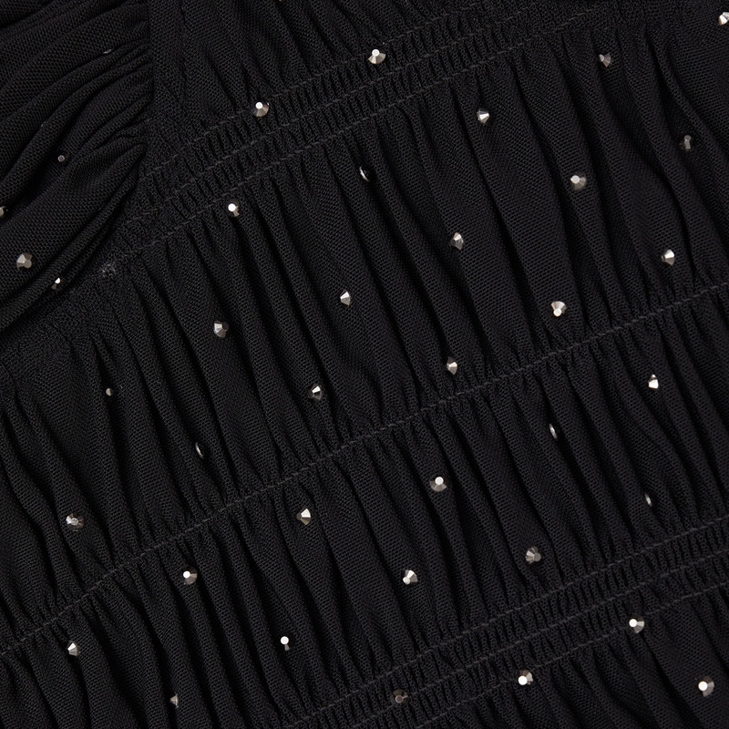 Black Mesh Rhinestone Top 6