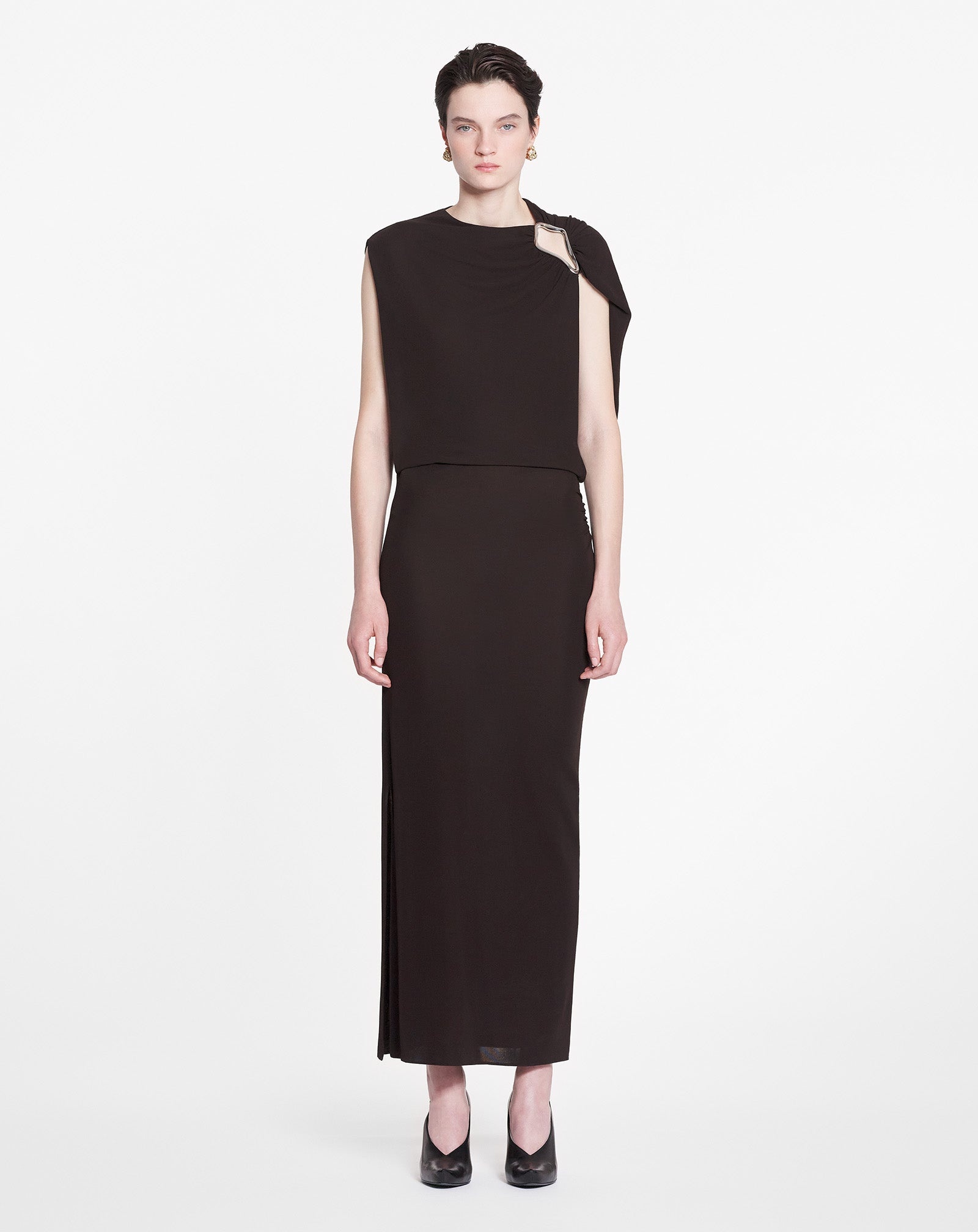 SLEEVELESS DRAPED DRESS - 2