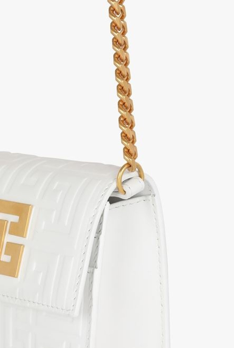 White debossed leather chain card holder with Balmain monogram 7