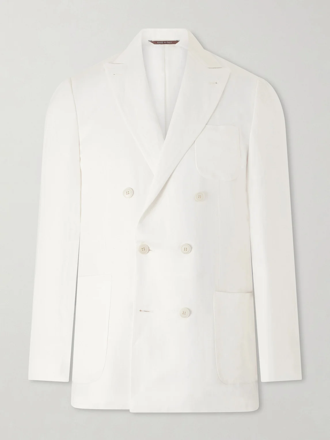 Double-Breasted Linen and Silk-Blend Suit Jacket - 1