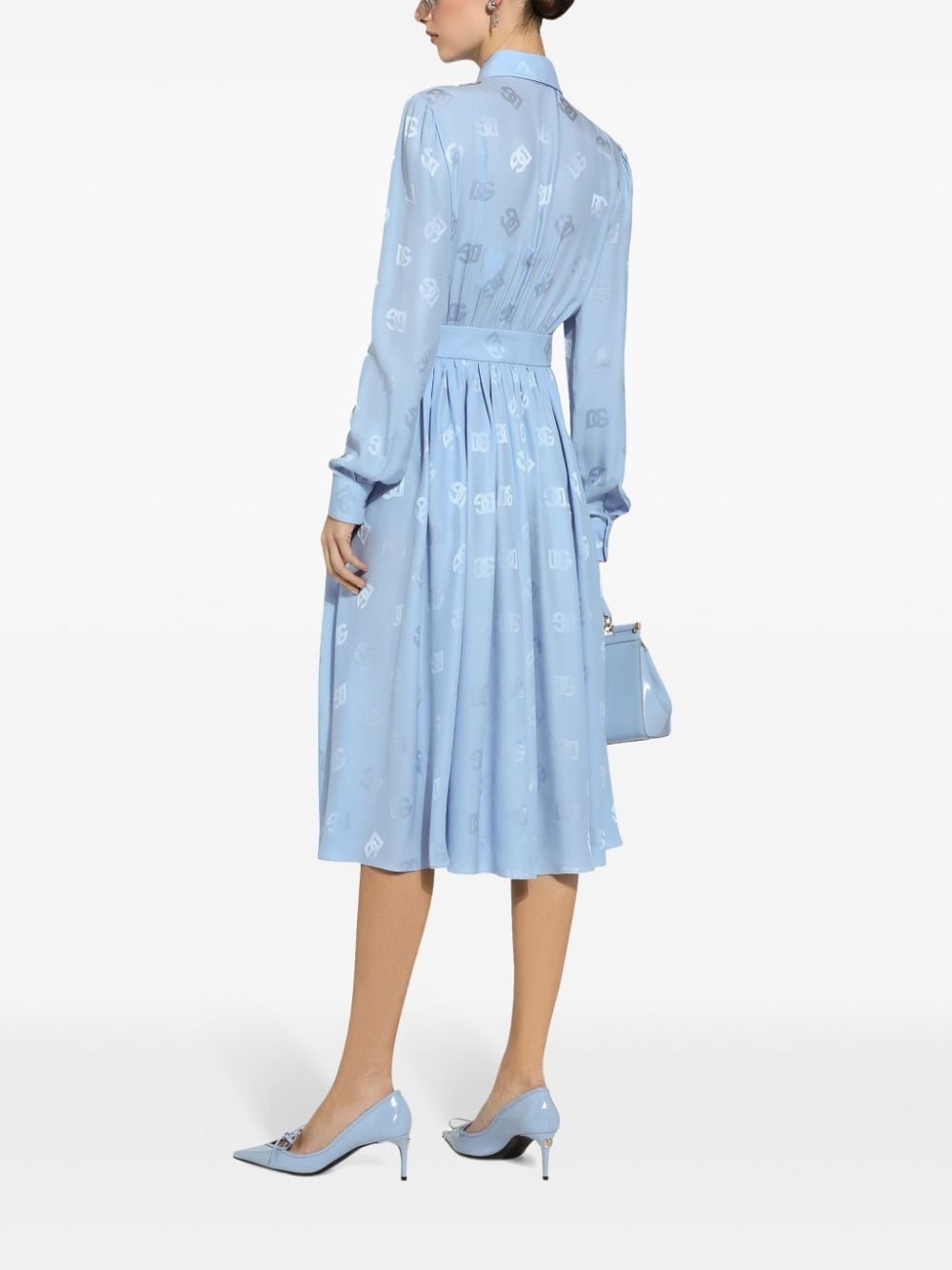 monogram-jacquard shirt dress - 4