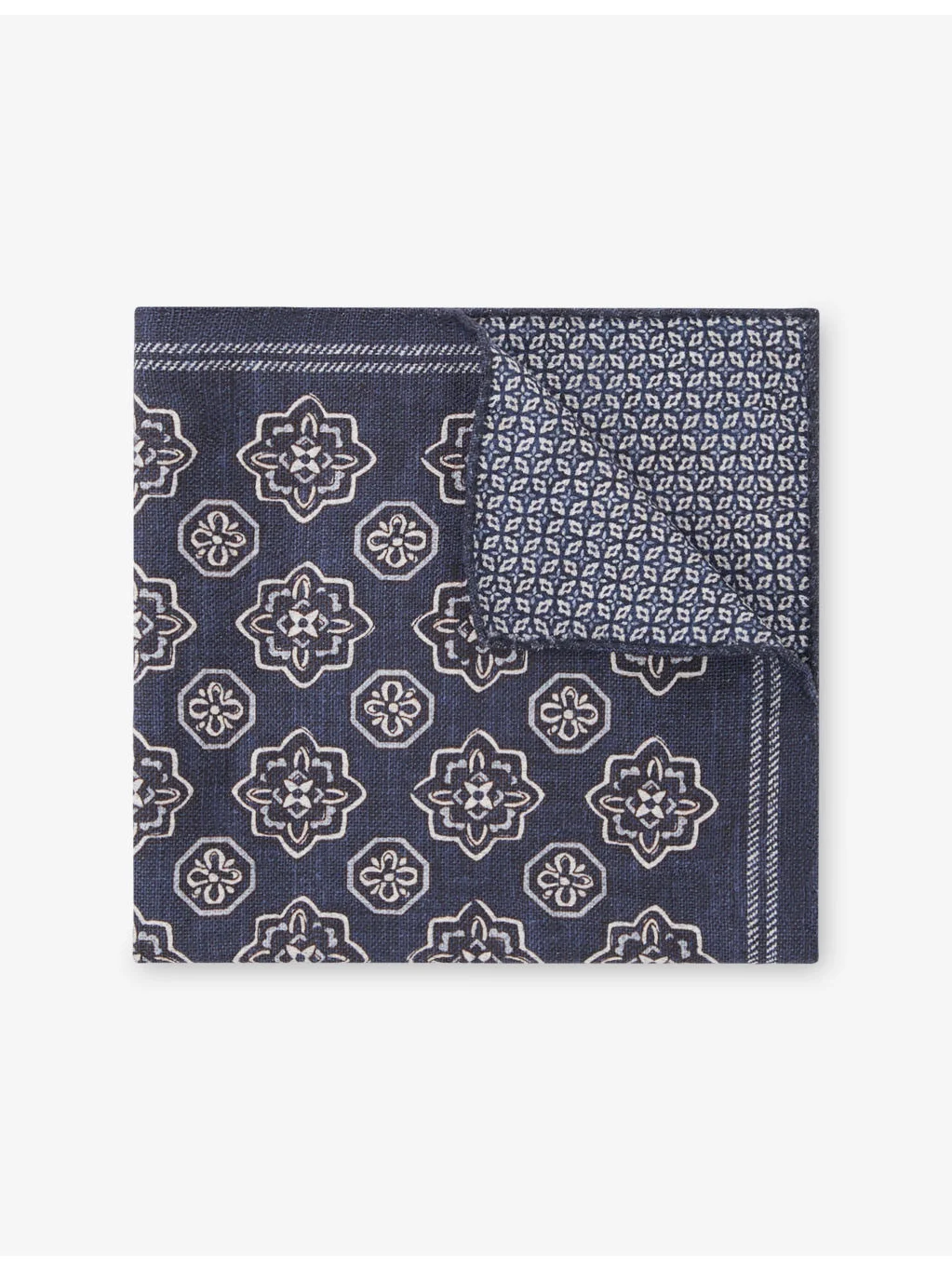 Gian Floral-Medallion Print Silk Pocket Square - 1
