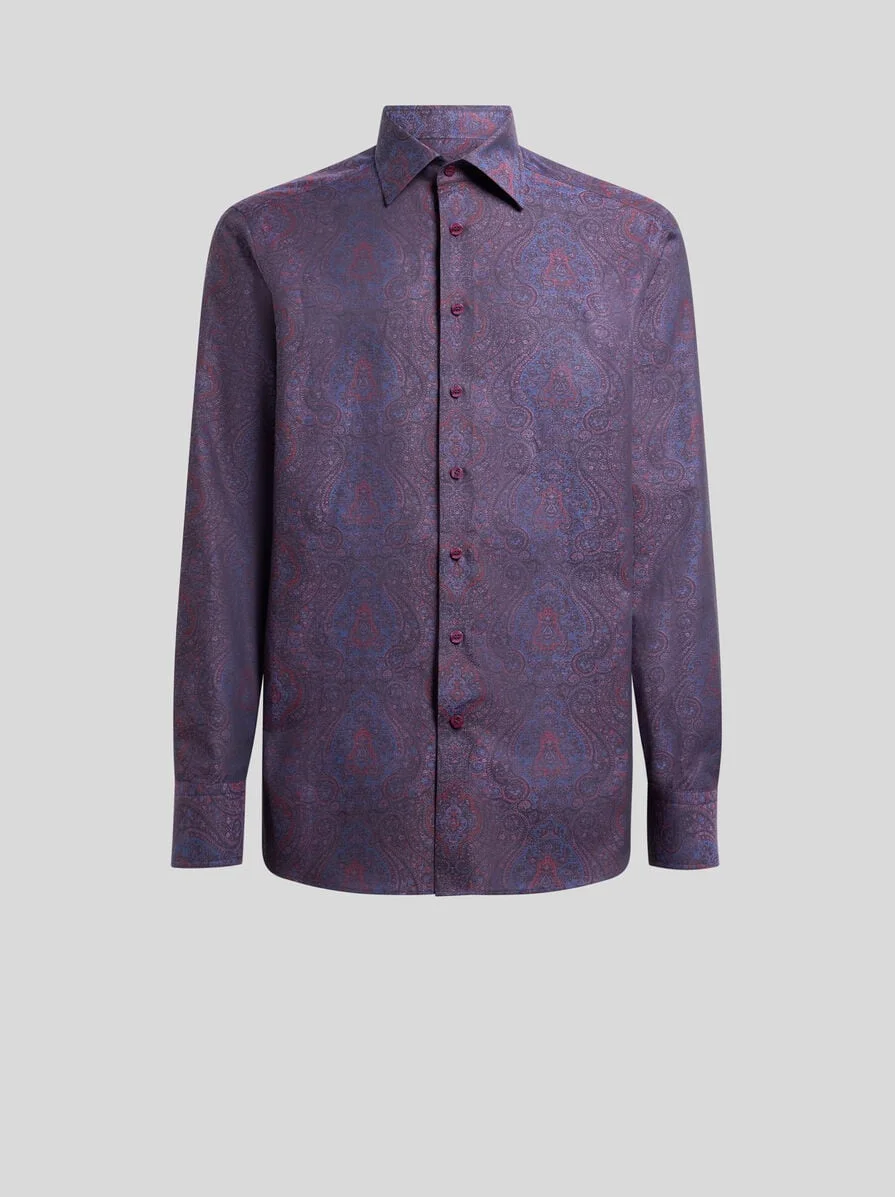 COTTON JACQUARD SHIRT WITH ORNAMENTAL MOTIF - 1