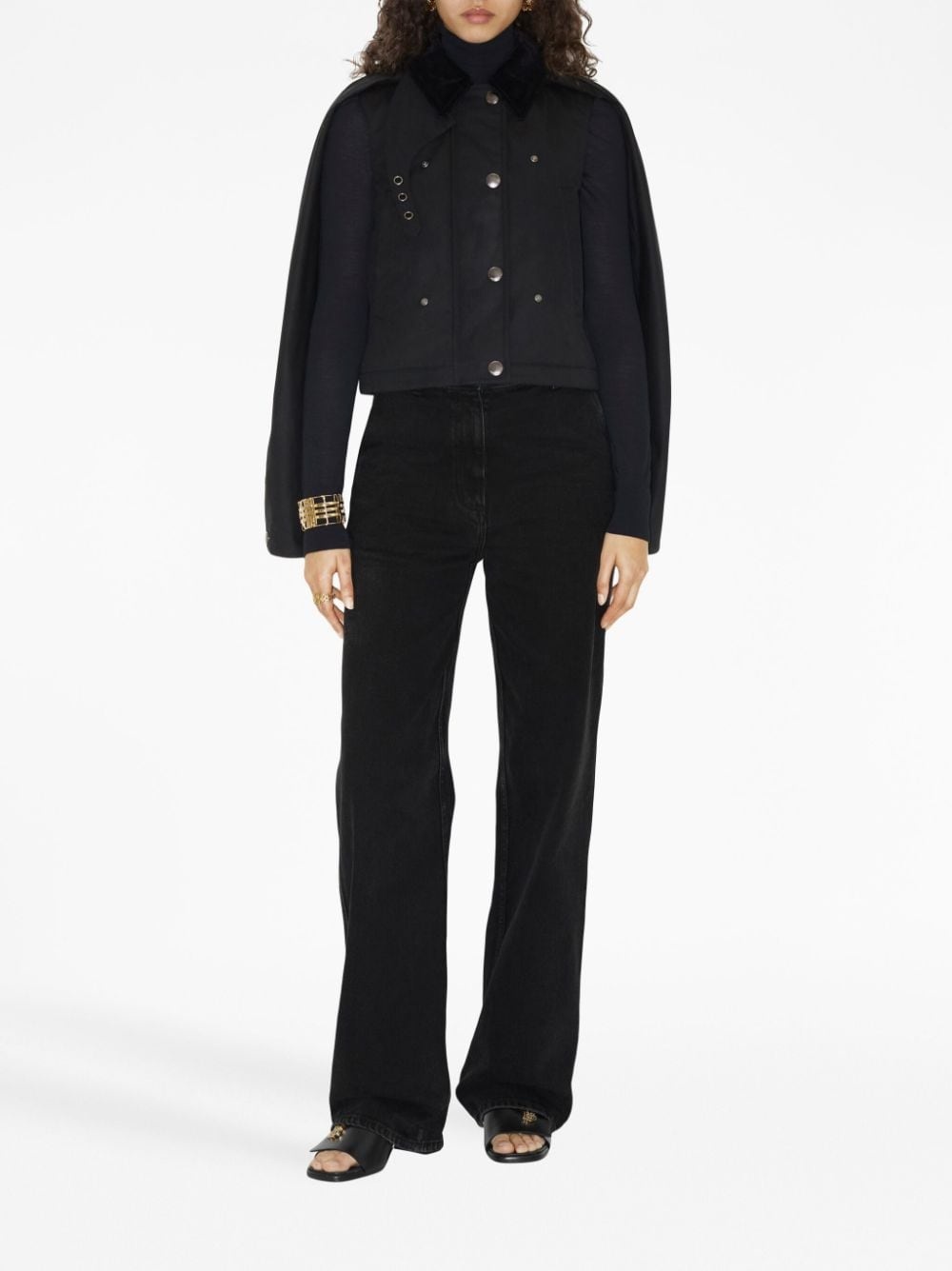 corduroy-collar cropped jacket - 6