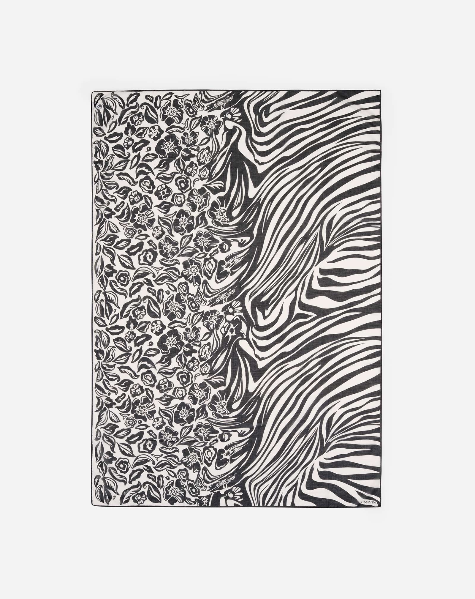 FLOWER TO ZEBRA PRINTED COTTON AND SILK SARONG - 1